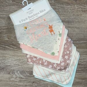 Modern Baby Girl Deer Adjustable Snap Bandana Bibs 8 Pack NWT NEW